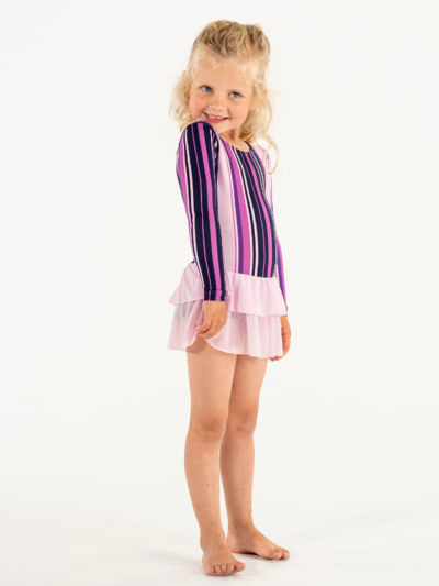 Leotard with skirt | NS-166 | Outlet Purple Stripe