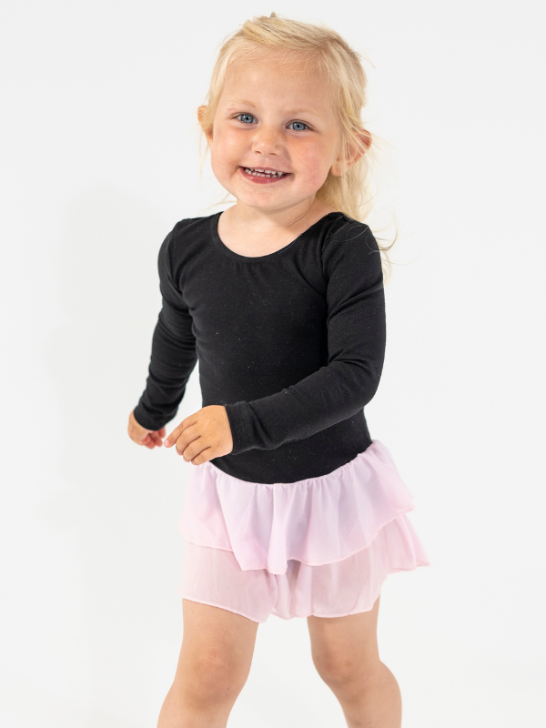 Gym suit with skirt | NS-166 Black/Pink