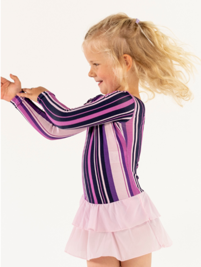 Leotard with skirt | NS-166 | Outlet Purple Stripe