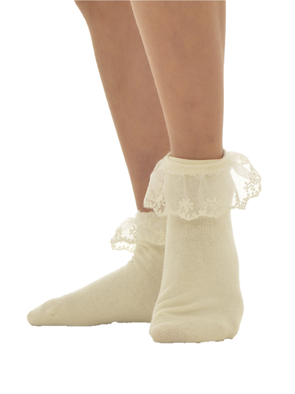 Non-slip socks with lace | 2-pack White