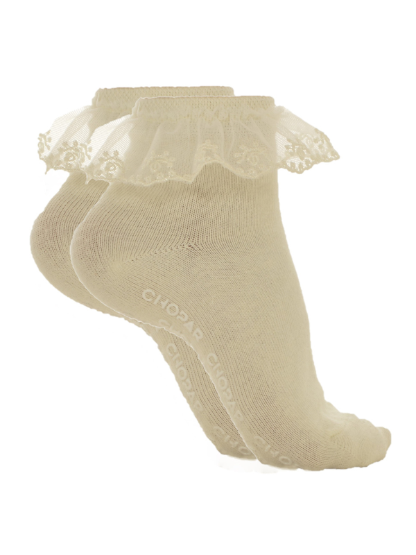 Non-slip socks with lace | 2-pack White