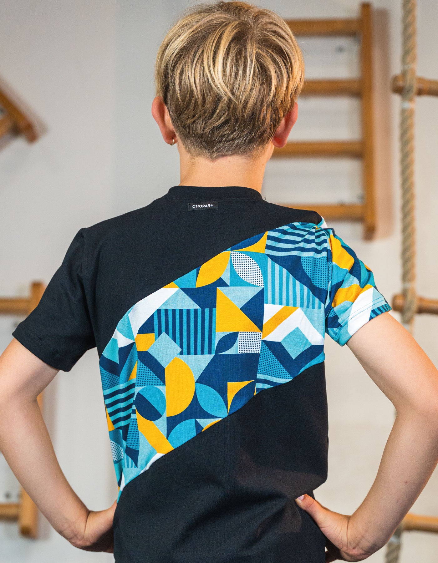 Loose T-shirt | NS-178 Black / Geometric