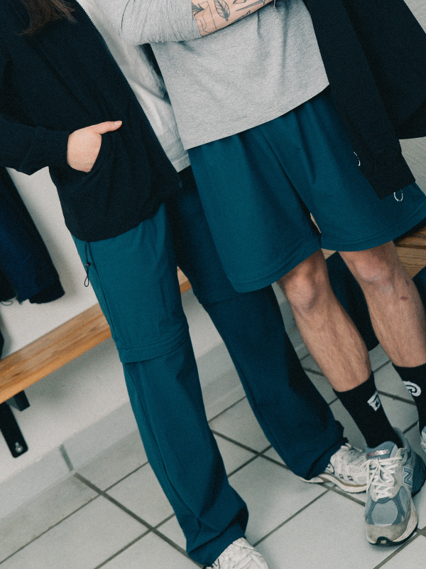 Tech zip-off pants | Unisex Petroleum blue